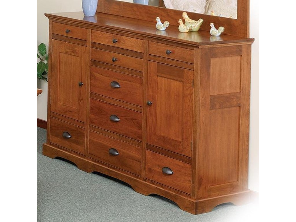 Elegance 9-Drawer Triple Dresser With 2 Doors